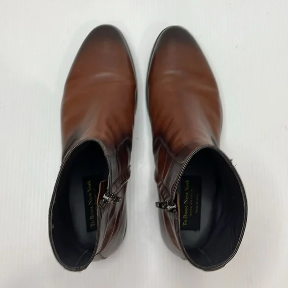 To Boot New York Men’s Sz 11.5 Rosemont Marrone Burnished Leather Boot Brown Zip - Picture 6 of 15